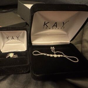 Kay Jewelers Silver Ring with Opal Accent